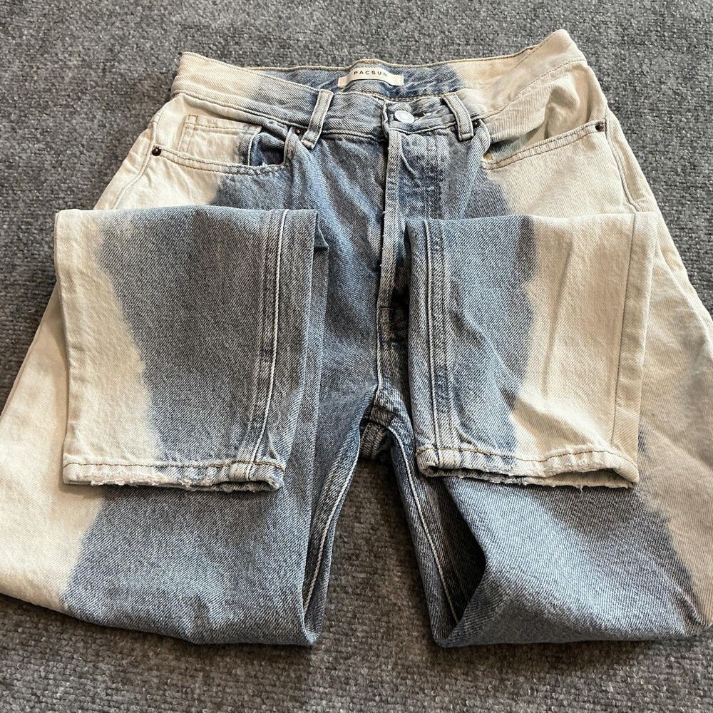 PacSun Ultra High Rise Slim Jeans Womens 25 Blue Acid Wash Button Fly Denim - Picture 12 of 12